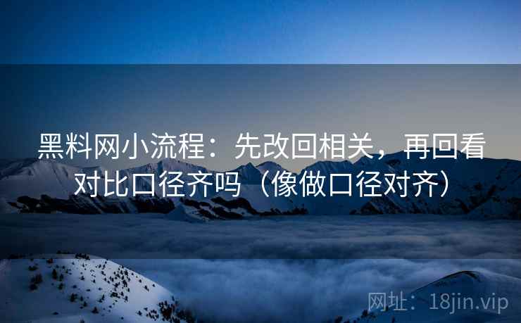 黑料网小流程:先改回相关,再回看对比口径齐吗(像做口径对齐) 黑料网小流程:先改回相关,再回看对比口径齐吗(像做口径对齐)